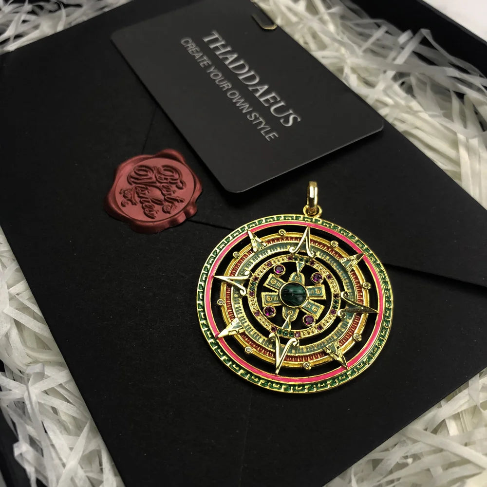 Pendants Golden Mythical Aztec Amulet,New Jewelry Vintage 925 Sterling Silver Accessories Powerful Magic Gift For Women Men