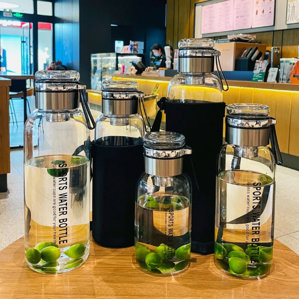 2L Large Capacity Glass Water Bottle Leakproof