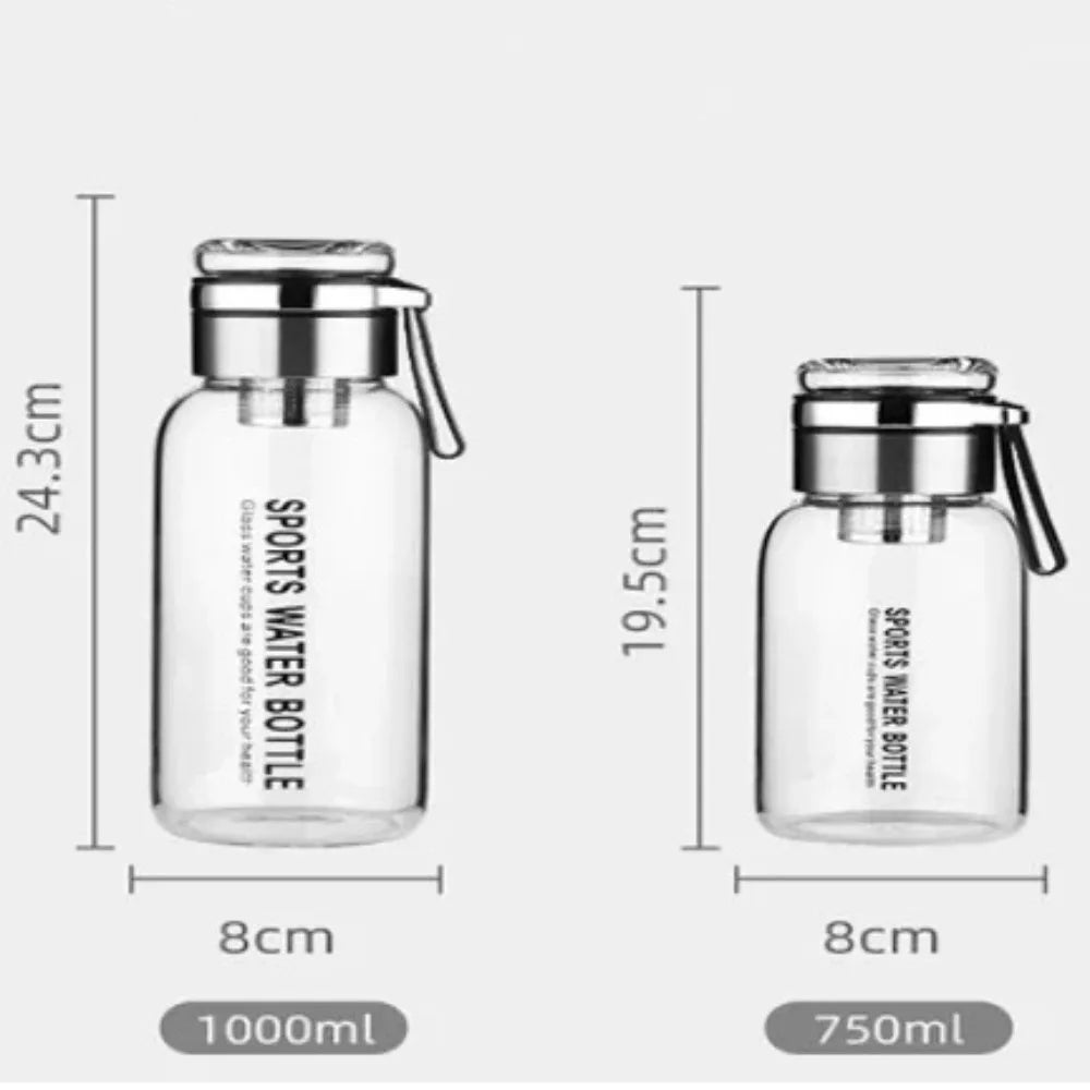 2L Large Capacity Glass Water Bottle Leakproof