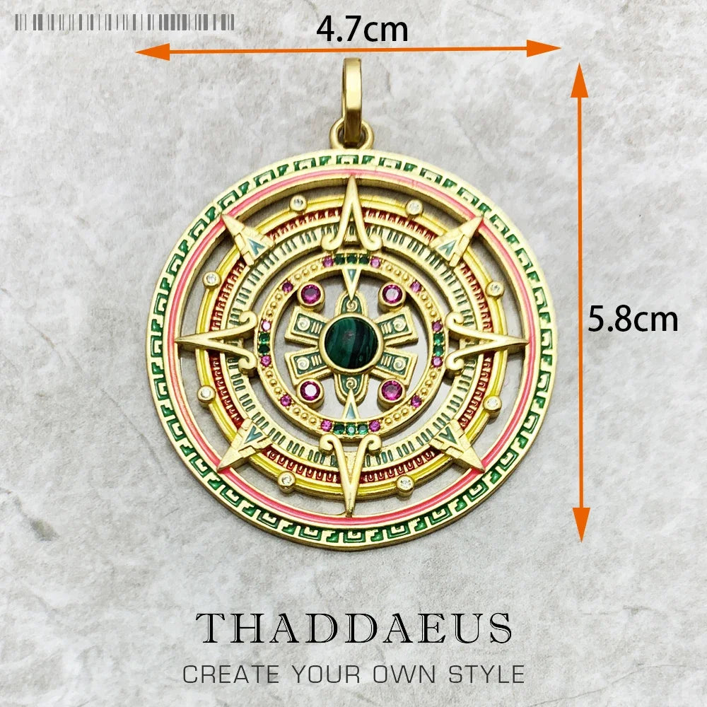 Pendants Golden Mythical Aztec Amulet,New Jewelry Vintage 925 Sterling Silver Accessories Powerful Magic Gift For Women Men