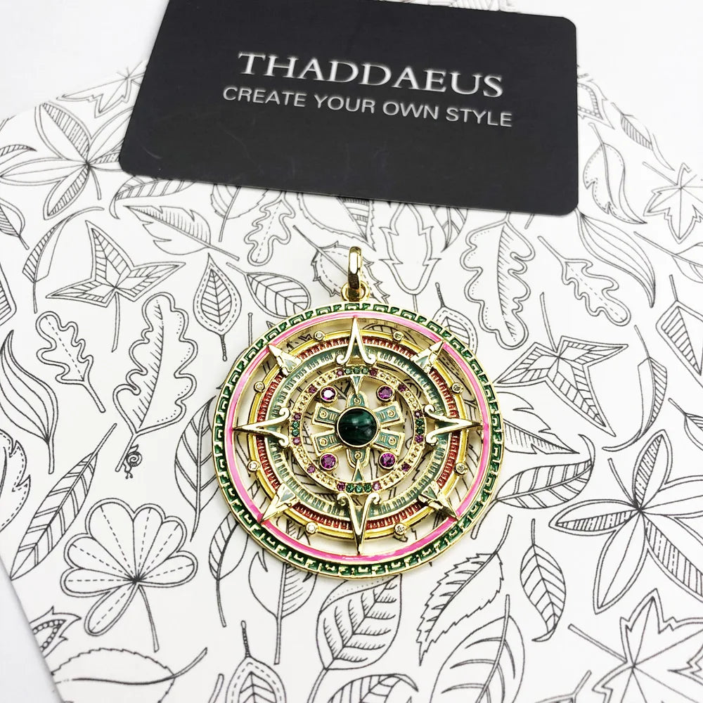 Pendants Golden Mythical Aztec Amulet,New Jewelry Vintage 925 Sterling Silver Accessories Powerful Magic Gift For Women Men
