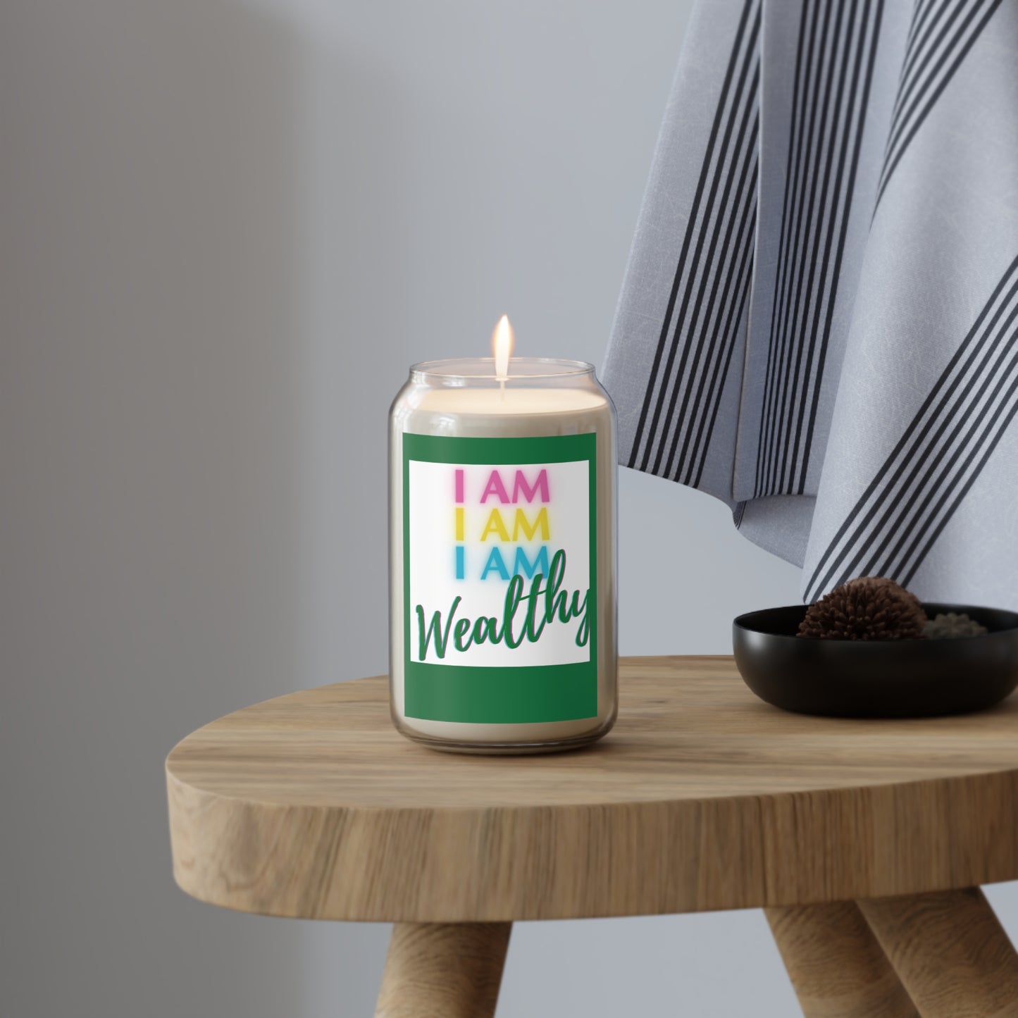 I AM WEALTHY StormLight Affirmation Candle (LARGE)