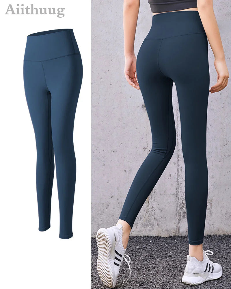 Aiithuug Yoga Leggings Women Gym Workout Legging Fitness Sports Pants Seamless Cream Feeling Stretchy Legging Middle Waist