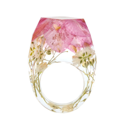 New Transparent Forest Handmade Dried Flower Resin Ring Colorful Ink Pattern Scenery for Women Fashion Jewelry Ring