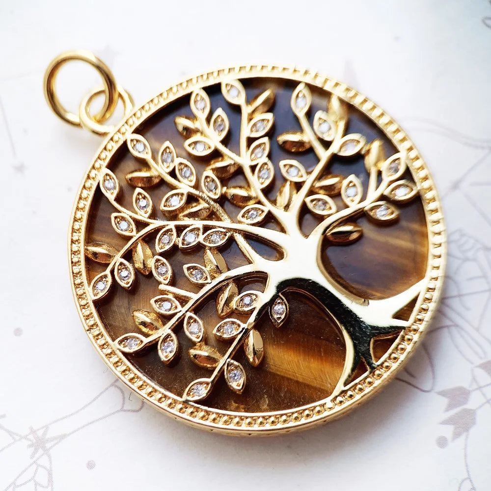 Pendants Elaborate Golden Tree Spring Jewelry 925 Sterling Silver Accessories Nature Gift For Women