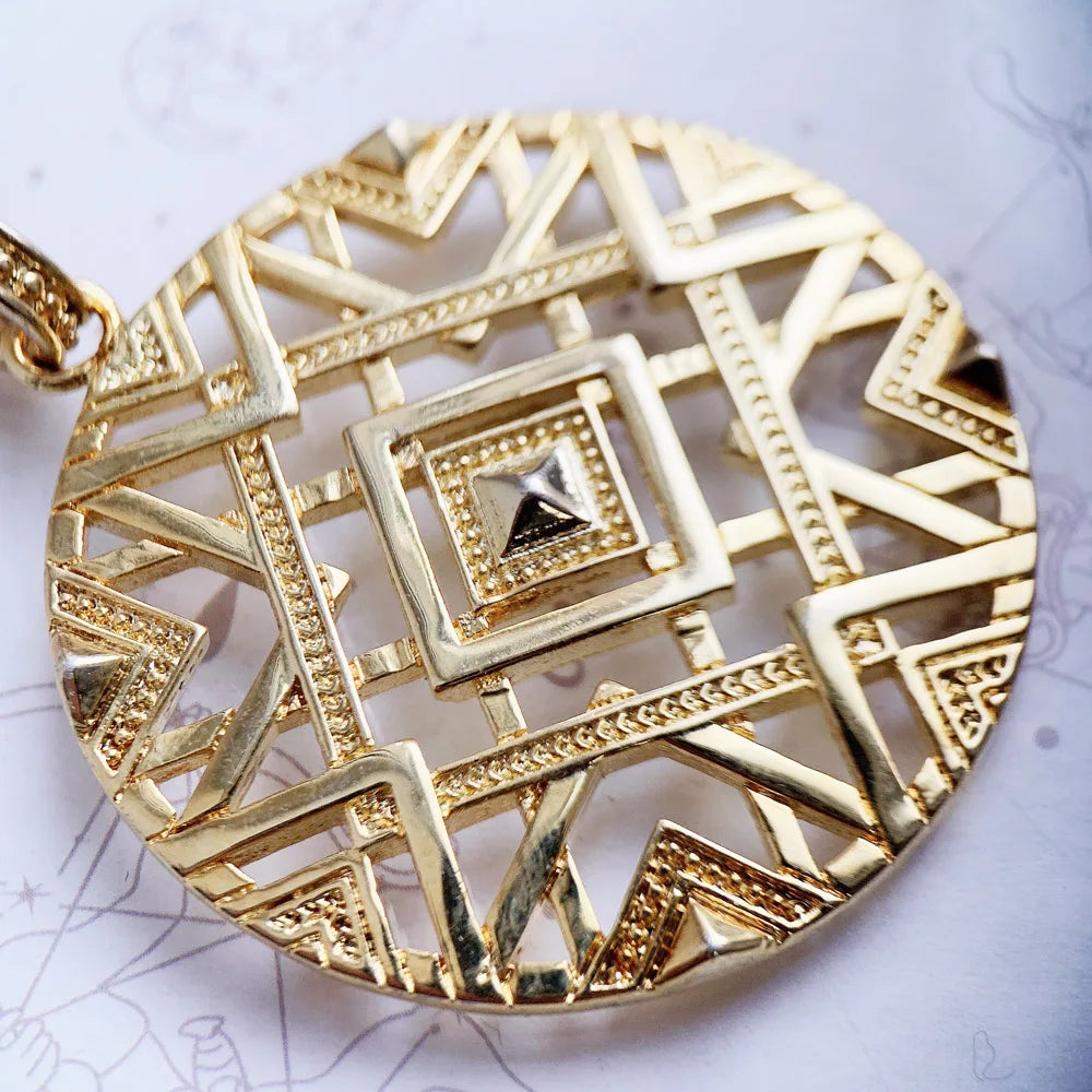 Gold Geometric Pendant 925 Sterling Silver