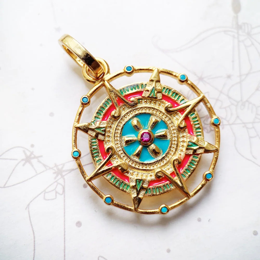 Pendant Magic Aztec Amulet Summer Brand New Golden Jewelry Ethnic Pure 925 Sterling Silver Powerful Gift For Women Men