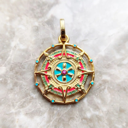 Pendant Magic Aztec Amulet Summer Brand New Golden Jewelry Ethnic Pure 925 Sterling Silver Powerful Gift For Women Men