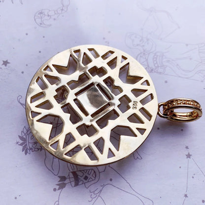 Gold Geometric Pendant 925 Sterling Silver