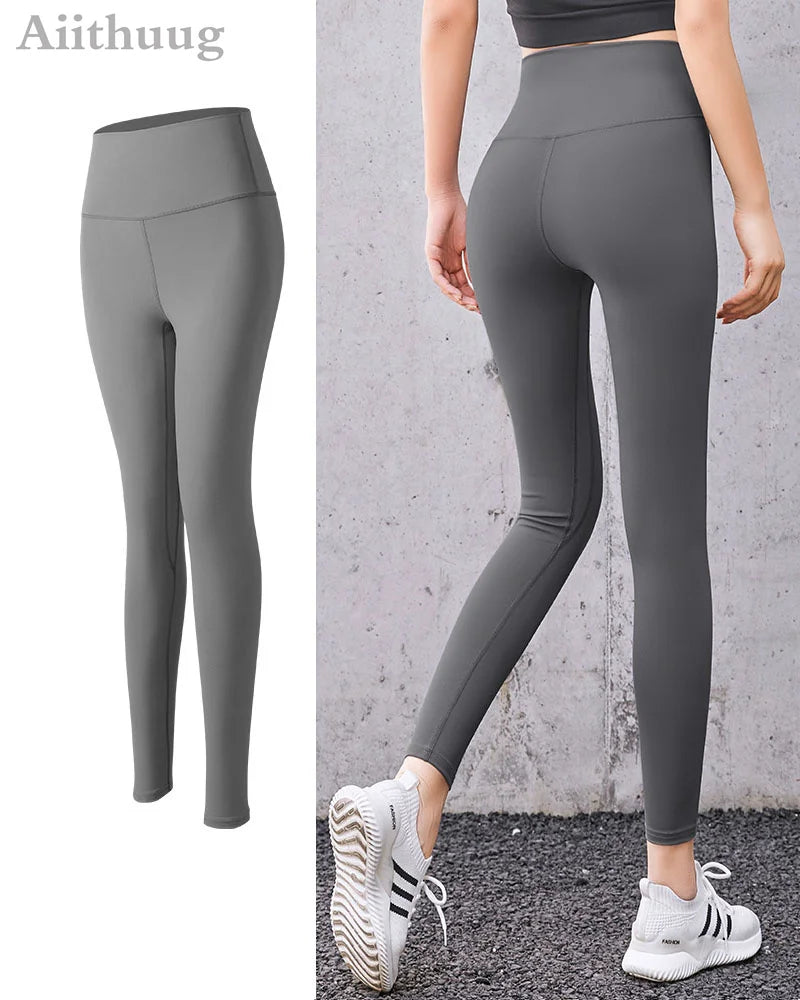 Aiithuug Yoga Leggings Women Gym Workout Legging Fitness Sports Pants Seamless Cream Feeling Stretchy Legging Middle Waist