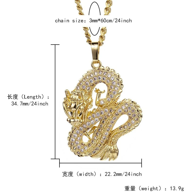 Gold Dragon Necklace Pendant