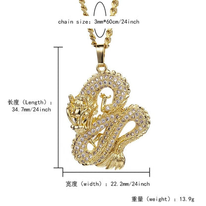 Golden Ember Zircon Dragon Pendant