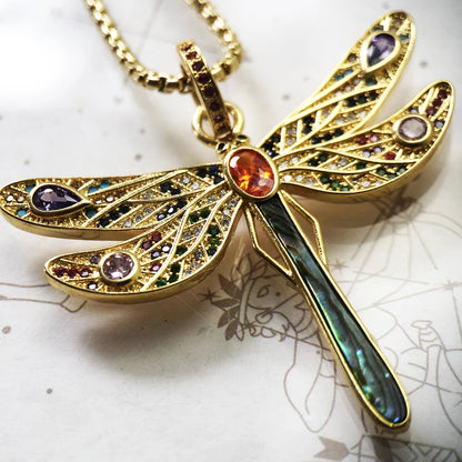 Golden Dragonfly 925 Sterling Silver Necklace