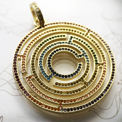 Pendants Maze Colourful Stones Autumn Jewelry Symbolises Life 925 Sterling Silver Gift For Women