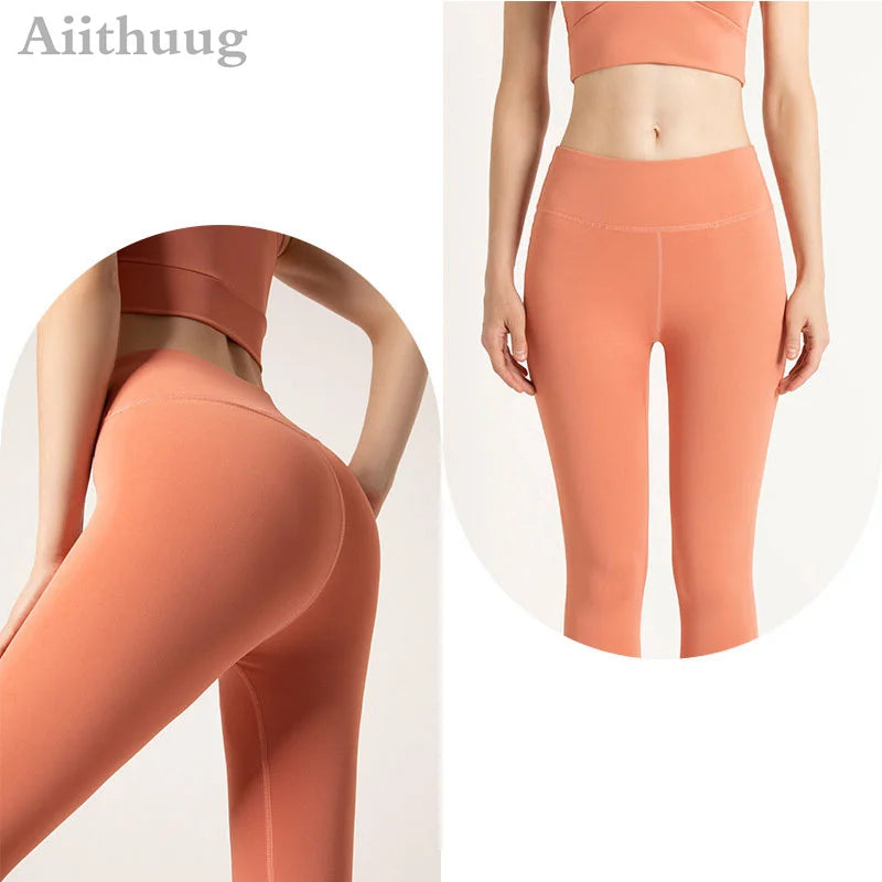 Aiithuug Yoga Leggings Women Gym Workout Legging Fitness Sports Pants Seamless Cream Feeling Stretchy Legging Middle Waist