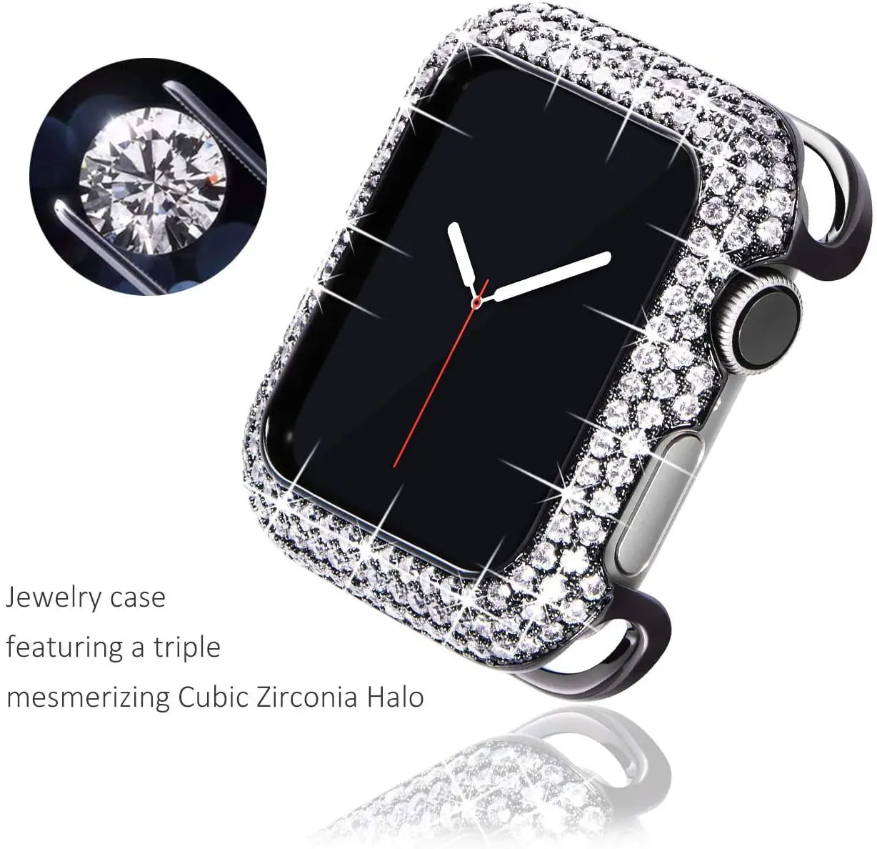 Carved Copper Luxury Bumper for Apple Watch Case 44/40mm 42/38mm Diamond  7 SE/6/5/4/3/2 45 41 mm