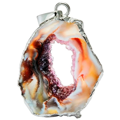 Natural Agate Quartz Geode Druzy Pendant For Jewelery Making, Irregular Raw Agate Stone Pendants For Men Women Jewelry