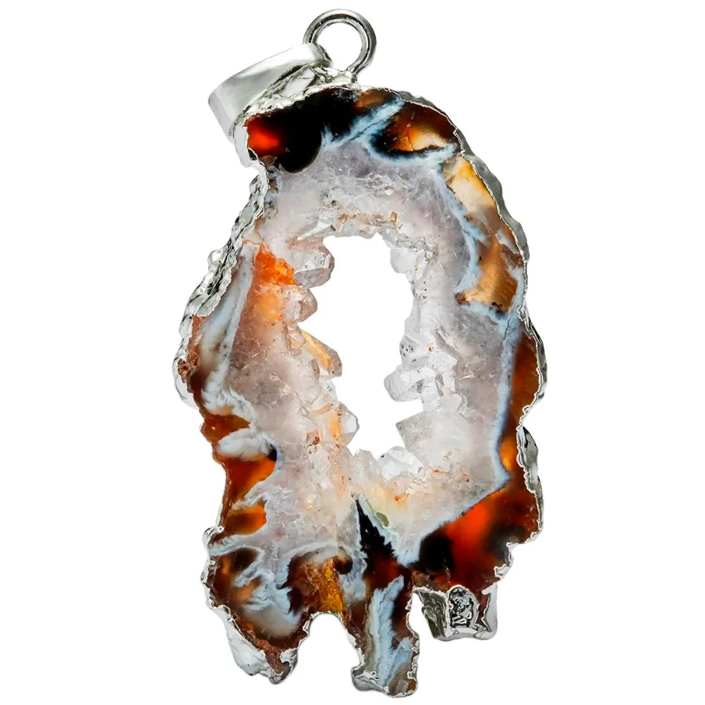 Natural Agate Quartz Geode Druzy Pendant For Jewelery Making, Irregular Raw Agate Stone Pendants For Men Women Jewelry