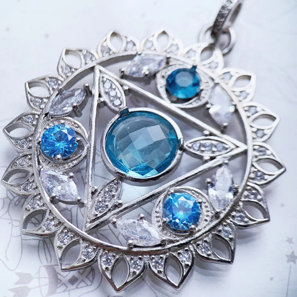 Pendant THROAT CHAKRA Blue Brand New Fashion Jewelry Europe Style Accessories 925 Sterling Silver Gift For Woman Girls