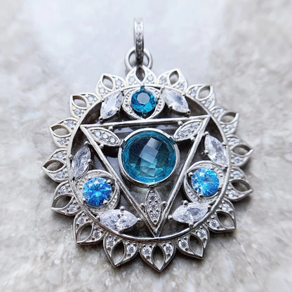 Pendant THROAT CHAKRA Blue Brand New Fashion Jewelry Europe Style Accessories 925 Sterling Silver Gift For Woman Girls