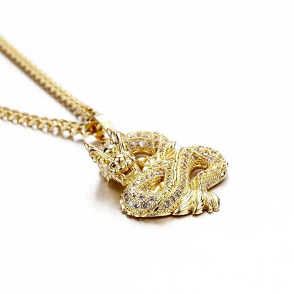 Golden Ember Zircon Dragon Pendant