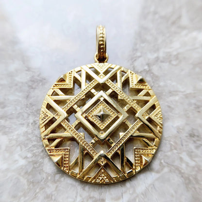 Gold Geometric Pendant 925 Sterling Silver