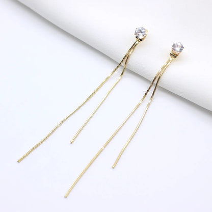 LATS 2022 Korean Vintage Glossy Arc Bar Long Thread Tassel Drop Earrings for Women Geometric Fashion Jewelry Hanging Pendientes