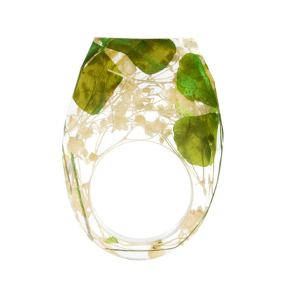 New Transparent Forest Handmade Dried Flower Resin Ring Colorful Ink Pattern Scenery for Women Fashion Jewelry Ring