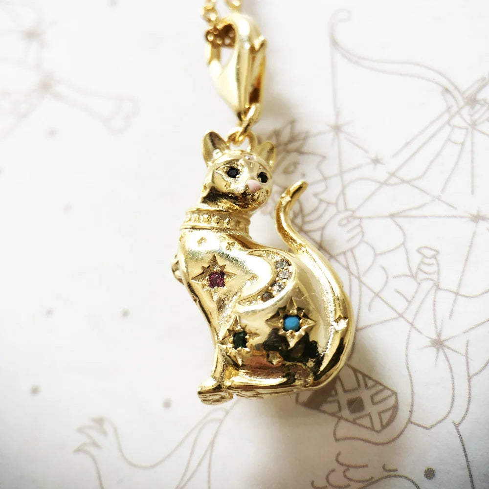 Golden Cat 925 Sterling Silver Necklace