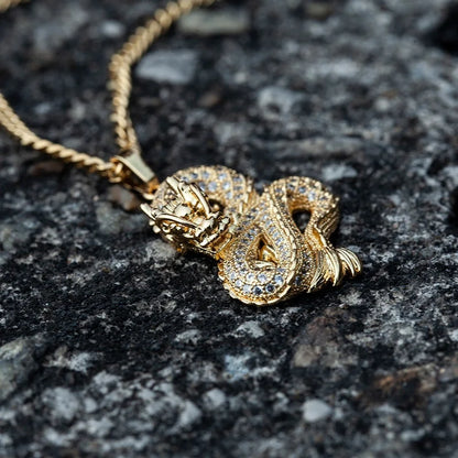 Golden Ember Zircon Dragon Pendant