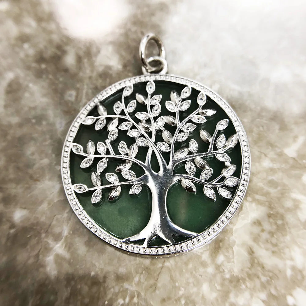 Pendants Green Tree Spring New Jewelry Trendy Happy Future 925 Sterling Silver Accessories Gift For Women