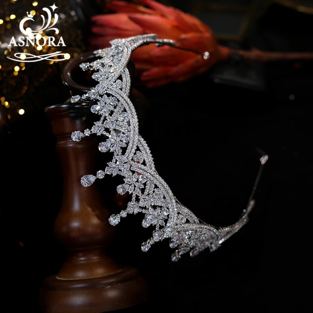 ASNORA Crystal Headband Crown Tiara Women's Luxury Wedding Hair Accessories Bride Bridesmaid Party Fashion Headdress A01212