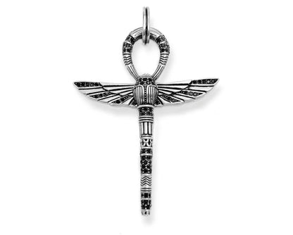 Eternal Essence Ankh & Scarab Silver Pendant