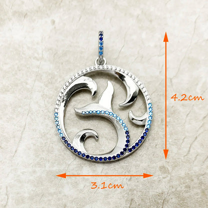 Pendant Tail Fin And Wave Blue Fine Jewelry Europe 925 Sterling Silver Cheerful Dolphin Trendy Gift For Woman