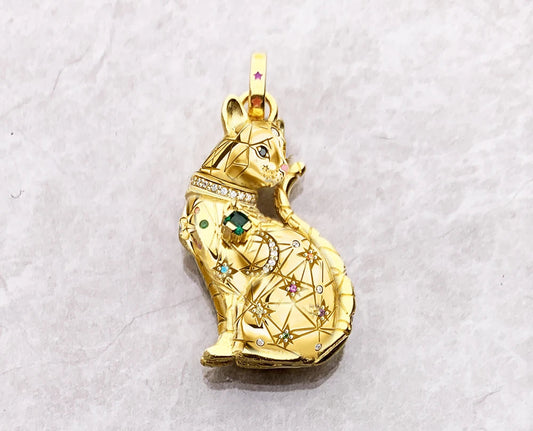 Enchanted Grace Golden Cat Pendant