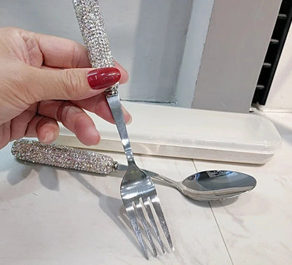 Starlight Sparkle Celestial Radiance Crystal-Encrusted Cutlery Set