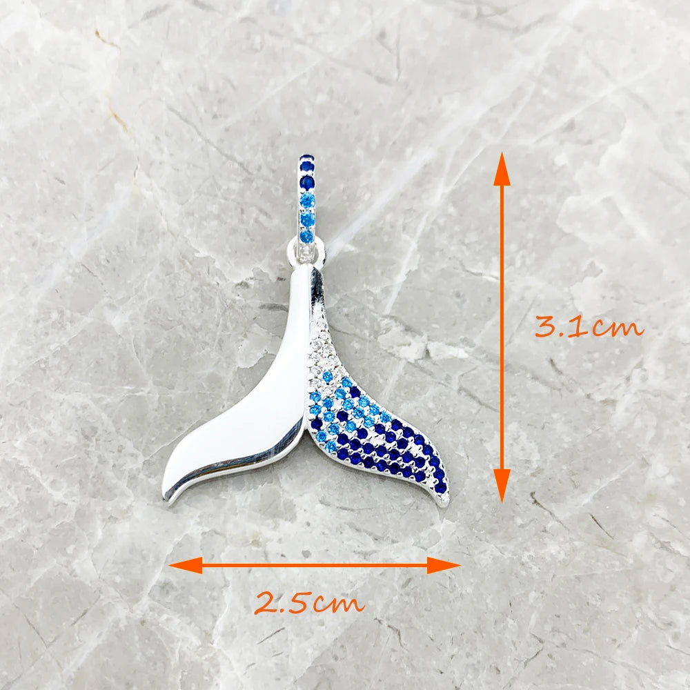 Blue Tail Fin Pendant 925 Sterling Silver