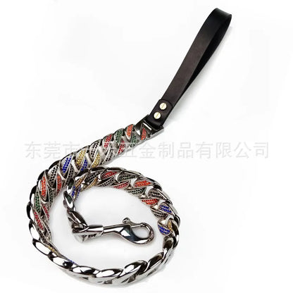 32MM Stainless Steel Pet Supplies Dog Collar Bully Dog Fighting Bully Dog Collar Durbin Cuban Chain Traction Leash Chain