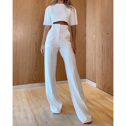 Casual High Waist Wide Leg Pants Suit