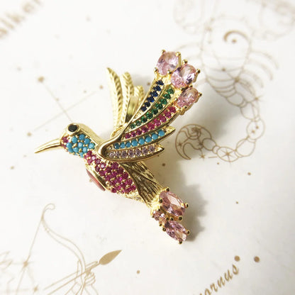 Pendants Golden Colourful Hummingbird,Summer New Jewelry 925 Sterling Silver Accessorie Lightness Elegance Gift For Women