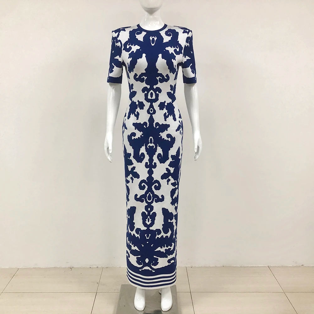 Royal Blue Embroidered Baroque Gown