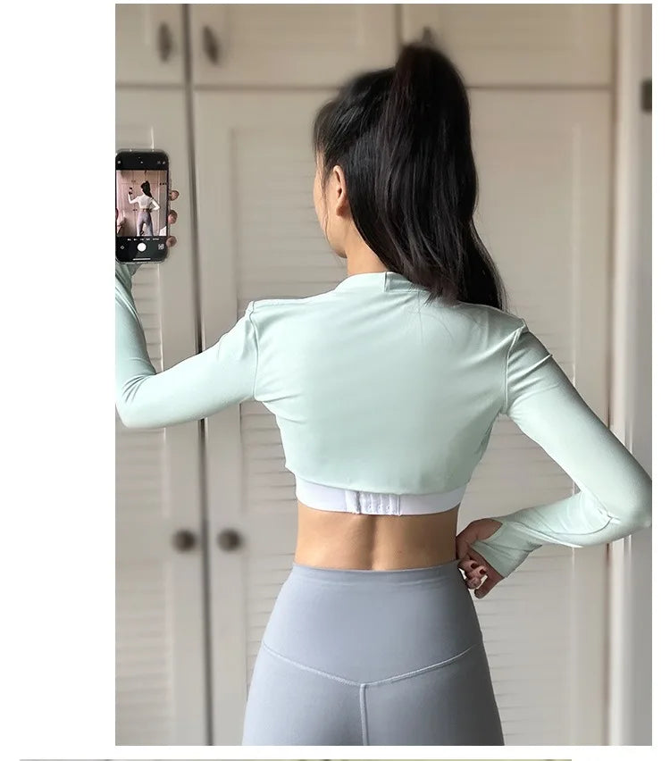 Aiithuug Yoga Shawl with Thumbholes Women's Short Hem Cropped Sweatshirt Long Sleeve Open Front Bolero Shrug Gym Pilates Casual