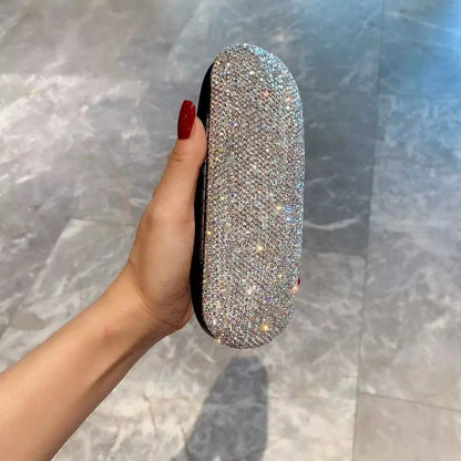 Car Luxury Diamond Glasses Case Women Fashion Glitter Reading Myopia Sunglasses Protector Cover Pressure Glasses Storage Box