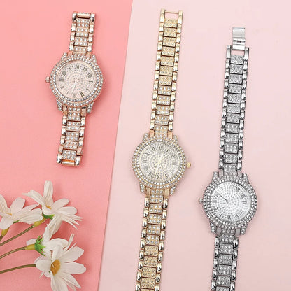 Top NEW Luxury Full Diamond Watch for Women Elegant Brand Quartz Steel Watches Ladies Zircon Crystal Fashion Wristwatch Clock