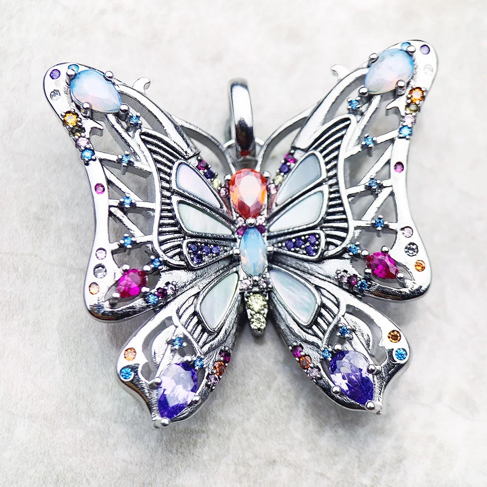 Colouful Butterfly Pendant 925 Sterling Silver