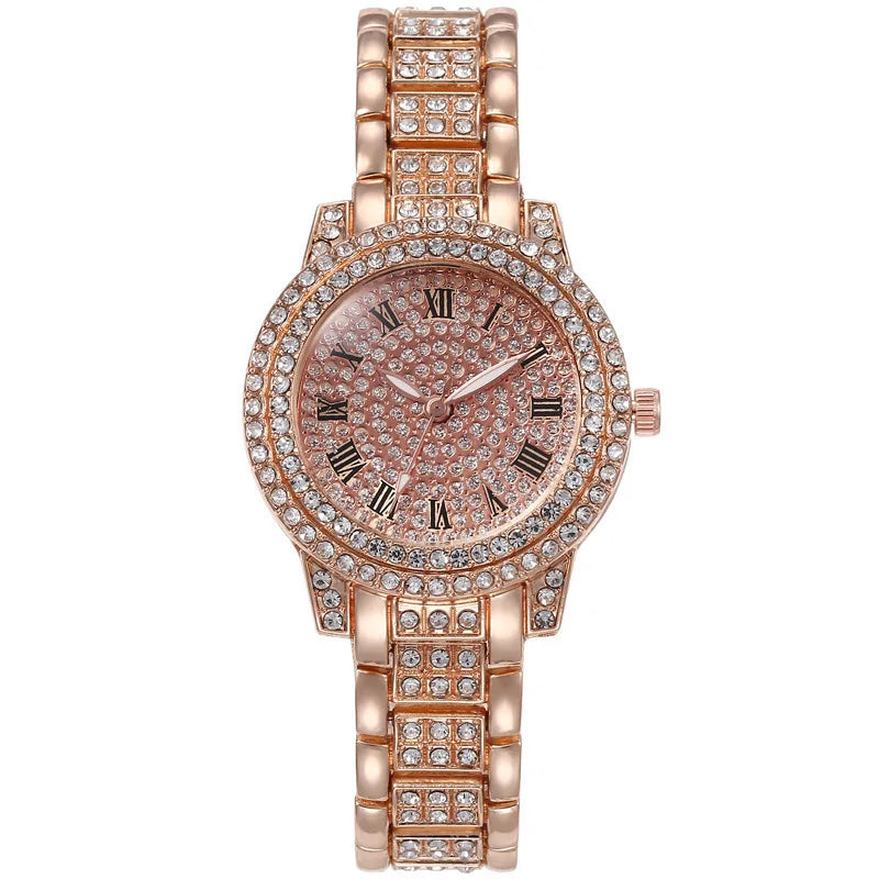 Top NEW Luxury Full Diamond Watch for Women Elegant Brand Quartz Steel Watches Ladies Zircon Crystal Fashion Wristwatch Clock