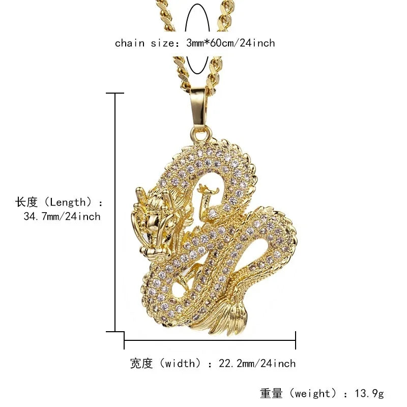 Gold Dragon Necklace Pendant