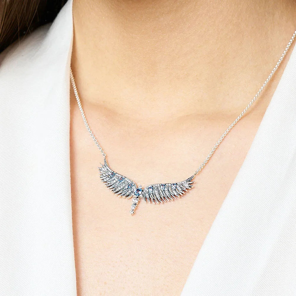 Blue Phoenix Wing Necklace and Braelet Set  925 Sterling Silver