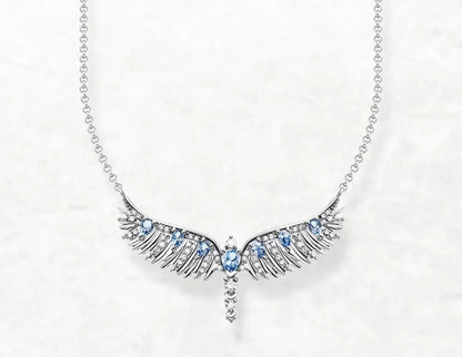 Blue Phoenix Wing Necklace and Braelet Set  925 Sterling Silver