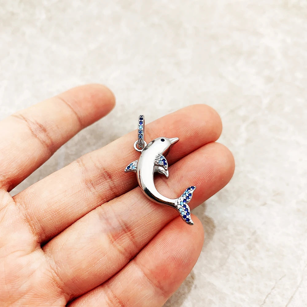 Blue Dolphin Pendant 925 Sterling Silver